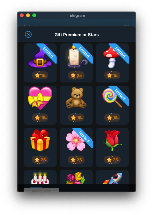 نسخه limited گیفت تلگرام